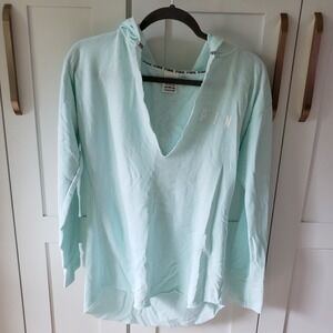 Victorias Secret PINK Hoodie Womens XS Light Blue Long Sleeve Pullover V-Neck